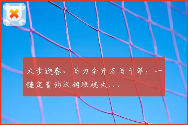 大步迎春，马力全开万马千军，一锤定音西汉姆联祝大...